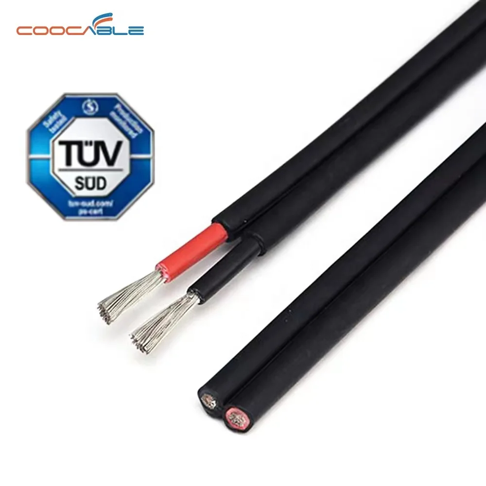 Pv Solar Dc Cable 2x4Mm 2x6Mm 2x10Mm 2x16Mm Twin Wire Solar Panel Extension Cable Solar Panel Cable