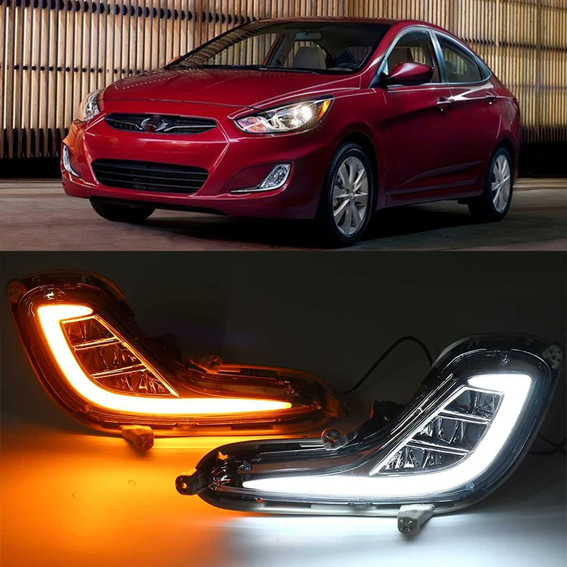 KEEN высокомощный 12 В двухцветный СВЕТОДИОДНЫЙ дневной ходовой свет DRL для Hyundai Accent 2012-2014 с Янтарной функцией