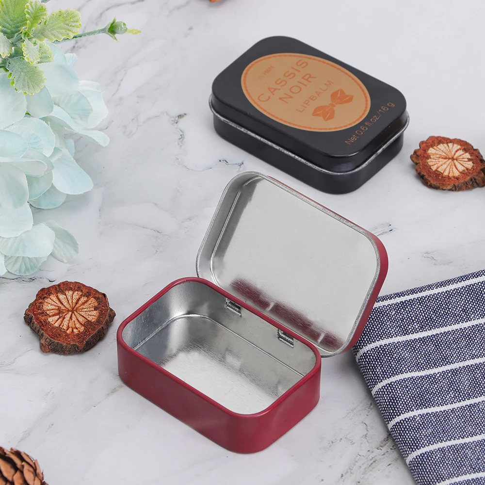 Metal rectangular hinged tin boxes