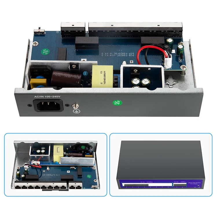  Сетевой POE коммутатор 48 В с 4/8 портами IEEE 802 3 af/at