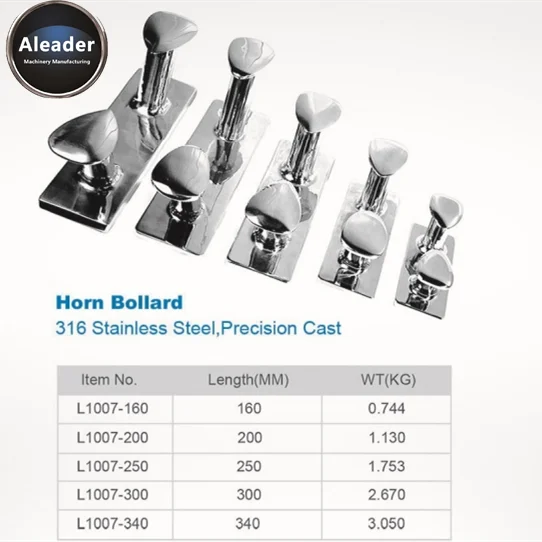 Aleader SS316 Yacht Boat Parts Marine Mooring Horn Bollard L1007-300 Wholesale price of Chinese factories