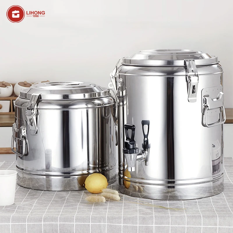 LIHONG 10L/20L/30L/40L/50L/60L/70L/80L/90L/100L Stainless Steel Industrial Cooking Pot Insulation Bucket Soup & Stock Pots