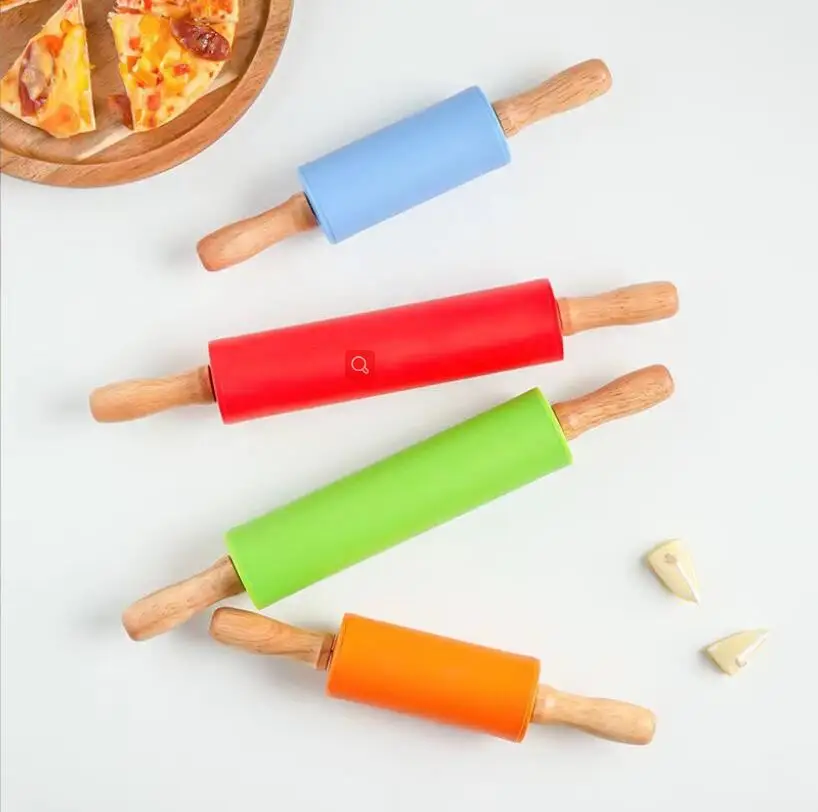 Baking & Pastry Bake Cake Tools Dough Roller Silicone Rolling Pin