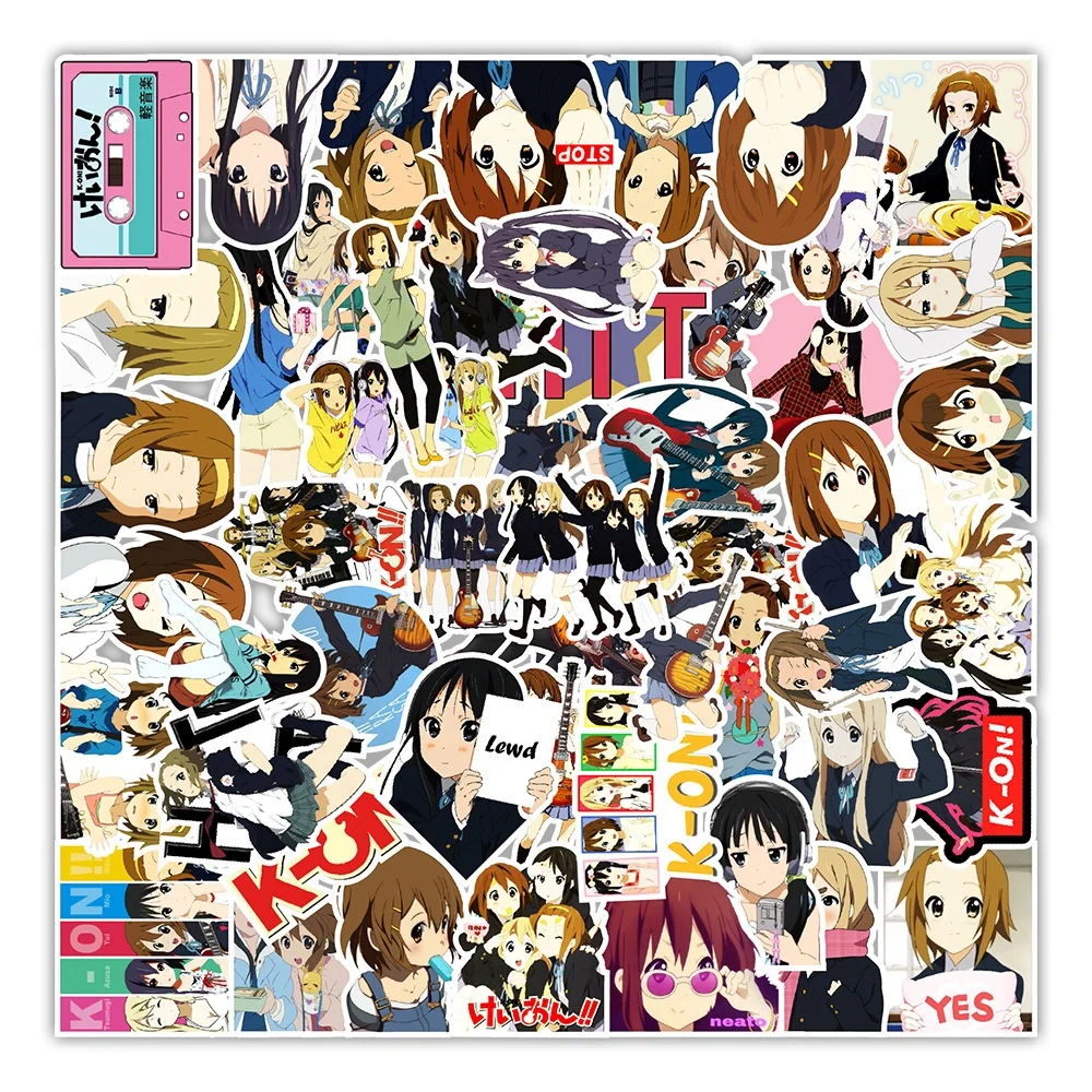 50Pcs K-ON Light sounds girl Yoyo Japanese Anime Comics Decorative Sticker Gifts Student Vinyl Cartoon Stickers