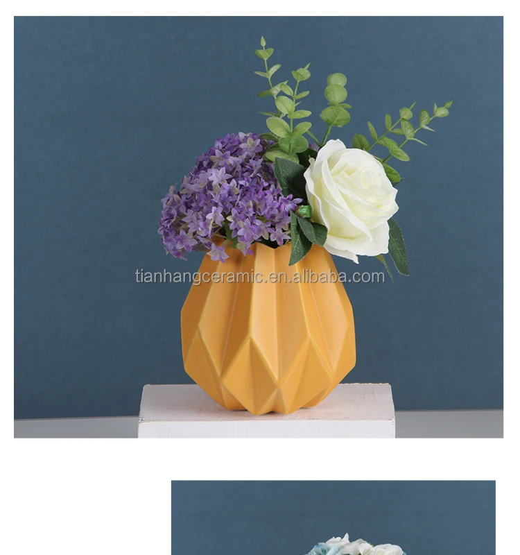 Nordic Interior table decoration Accessories Origami shape White Ceramic Vases For office Home Decor.jpg