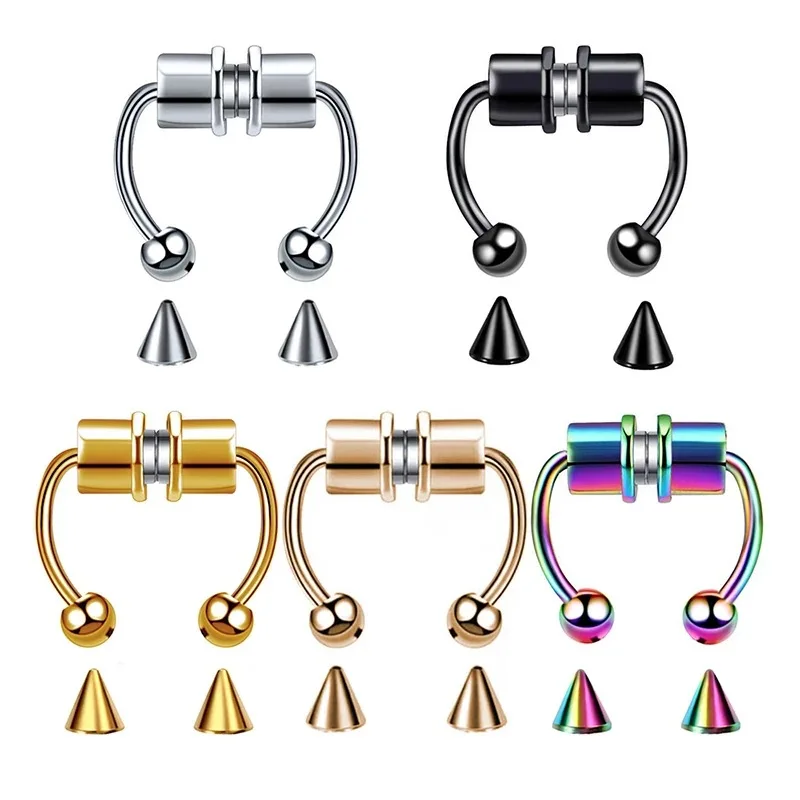 
2021 Hot Sale Piercing Nose Ring Stainless Steel Magnetic Nose Piercing Punk Hoop Septum Rings Body Jewelry Fashion Magnetic 