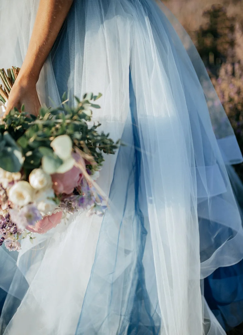 Custom Simple Blue Two Piece Set Lace Wedding Bridal Ball Gown Birthday Party Dress for Plus Size Women Prom Evening Dresses