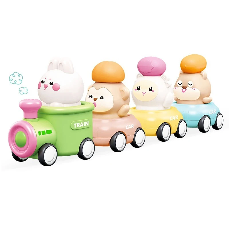 New children games funny DIY magnetic inertia cartoon animal train team baby pet car set educational toys for kids learning