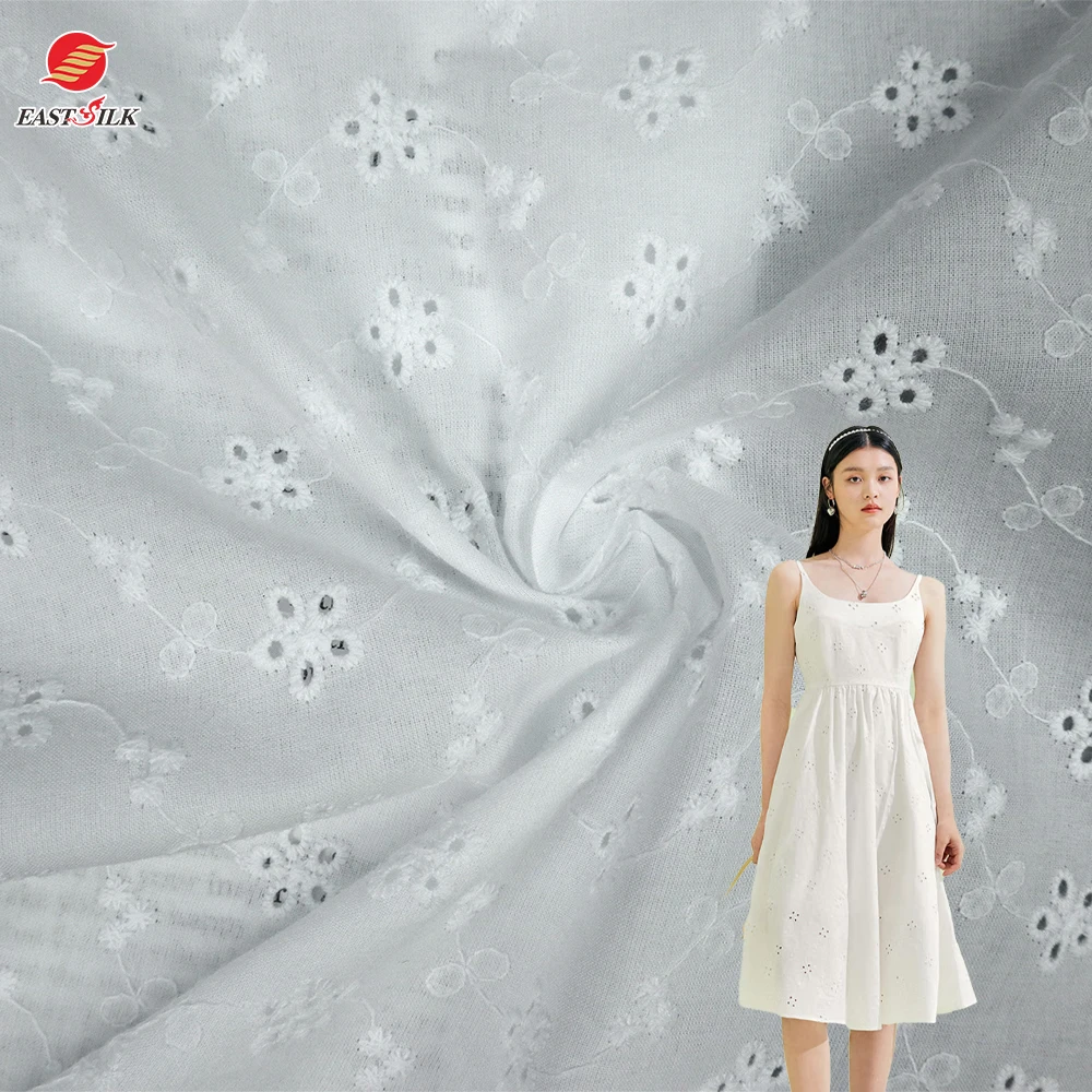 Wholesale 100 cotton Embroidered Pure White Lace Fabric For Bridal Dress African Swiss Voile Lace Fabric