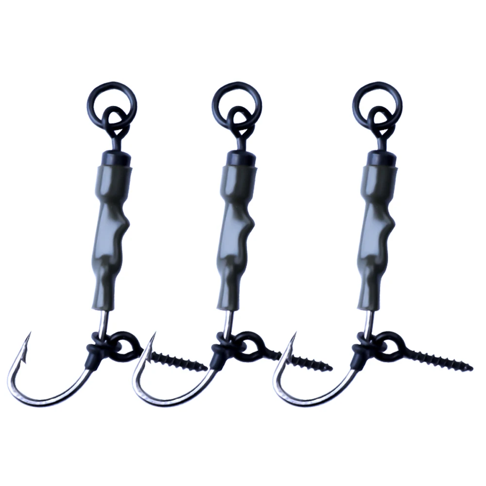 FTK 3pcs/pack Carp Fishing Hook Rigs Fishing Feeder Accessories High Carbon Steel Fishing Hook