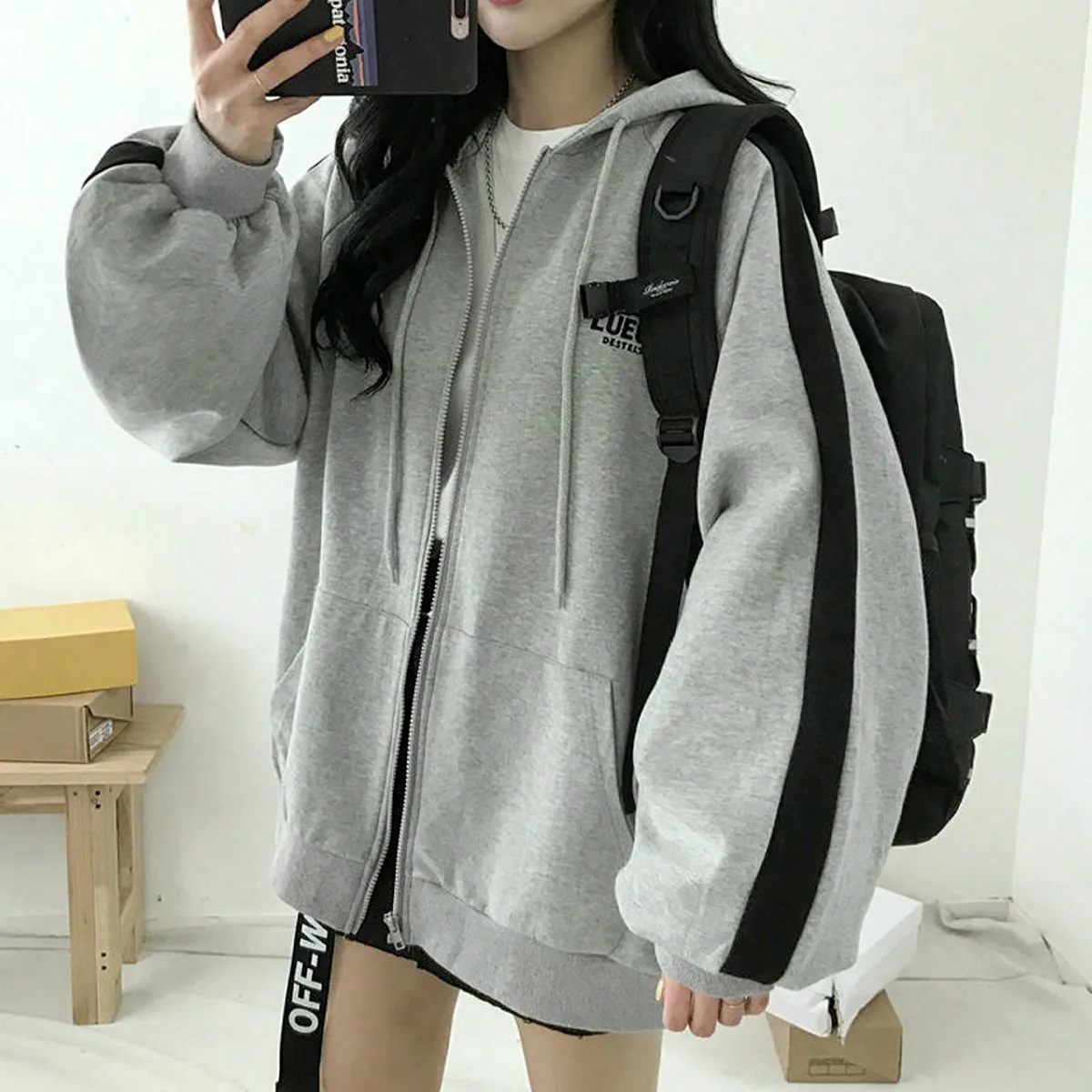 Women Zip Up Hoodies for Women Oversized Plus Size Aesthetic Teen Girls Fashion Loose Fit Sweatshirt Cute Y2K Hoodies