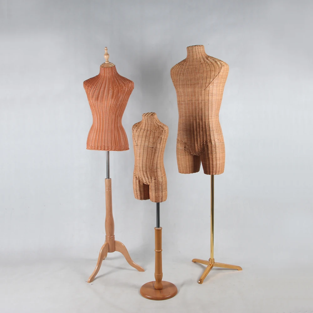 New Designed Handwork Natural Rattan Weaved Bust Forms Dummies Torso Mannequin