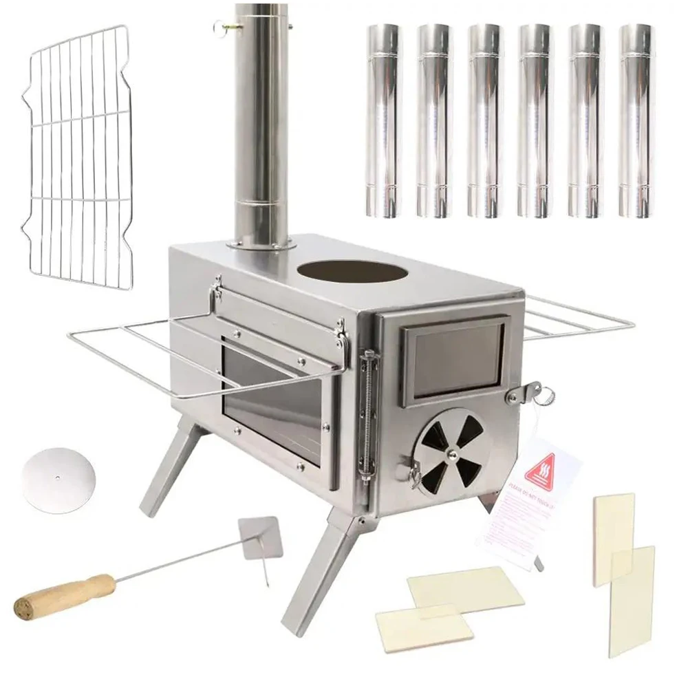 Rison Outdoor Camping Picnic Portable, 304 Stainless Steel Usb Fen Powered Wood Stove Camping