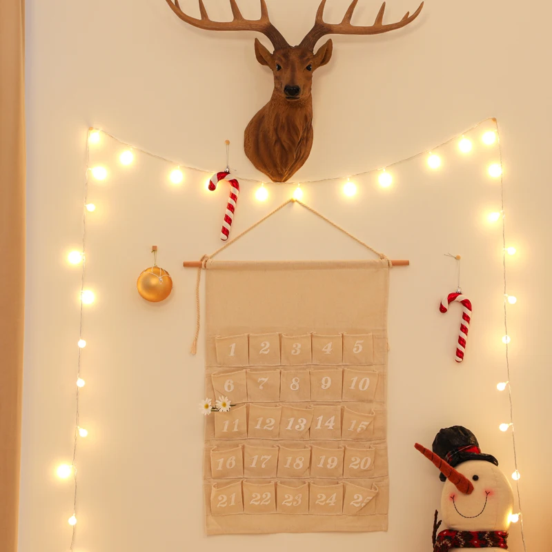 Wholesale Christmas Calendar With Pocket Cotton Christmas Decoration Wall Hanging Advent Calendar