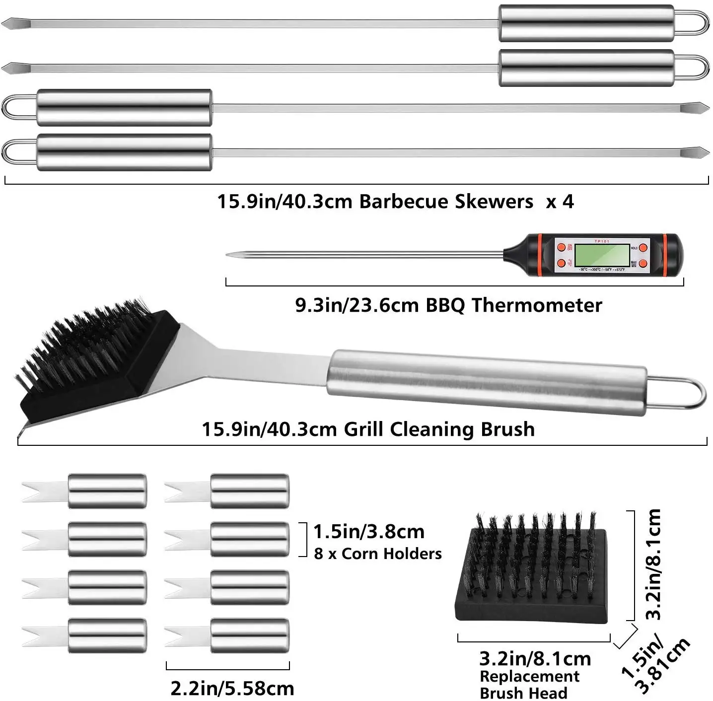 32 Pieces Stainless Steel Metal BBQ Spatula Grill Tool set Barbecue Grills Accessories Utensils Tools Kit For Outdoor Camping