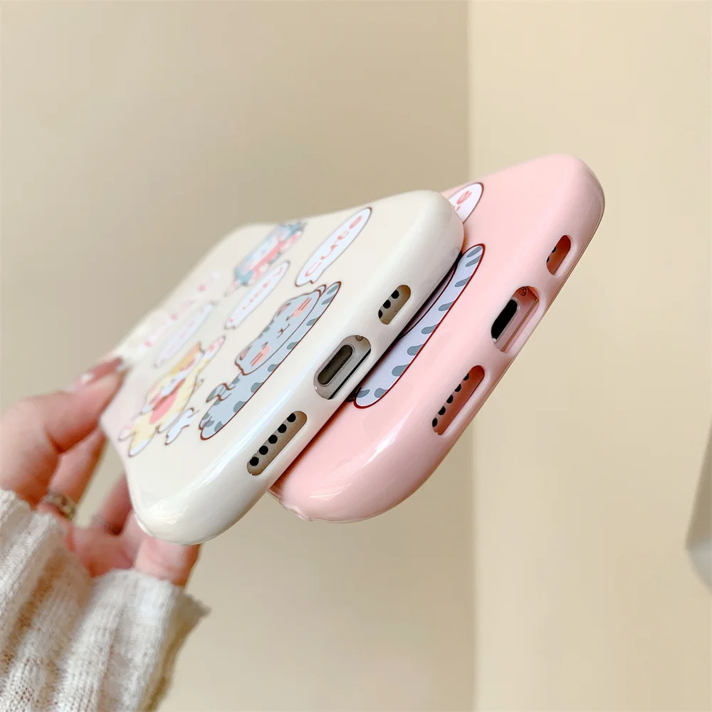 Kawaii Pink 3D Cat Ear Cartoon Animals Soft Silicone Printing Mobile Cover Phone Case For iphone 11 12 13 Xs Xr 7 8