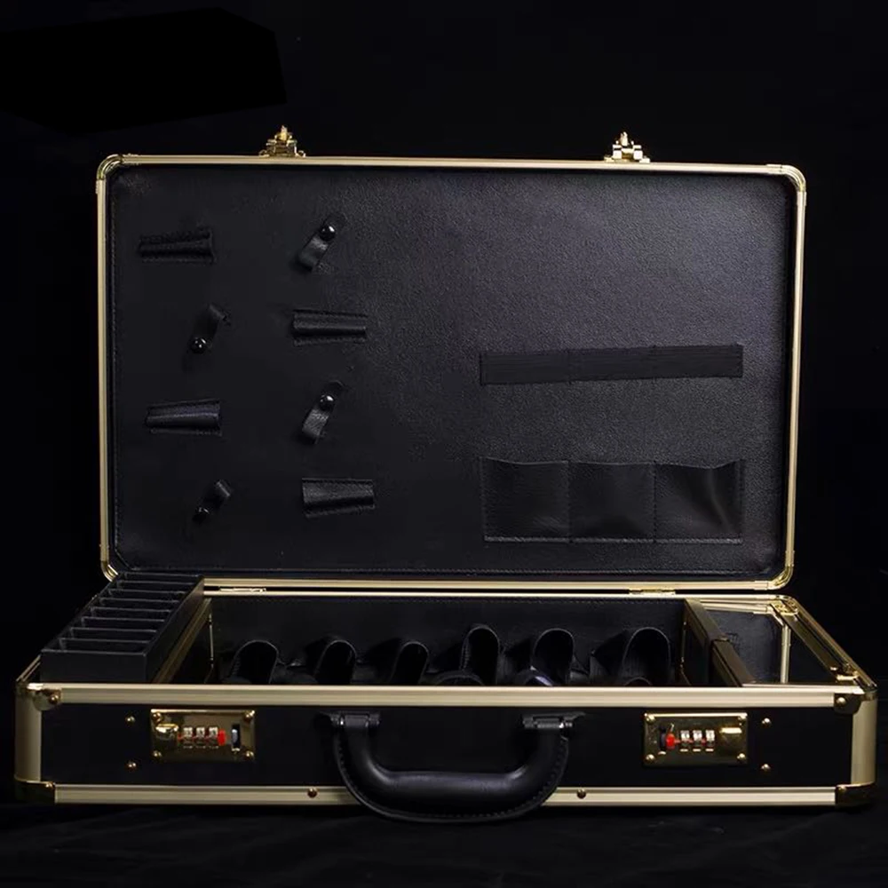 barber kit with beautiful aluminum briefcase hair clipper blade case barber scissors machine box barber case combination lock