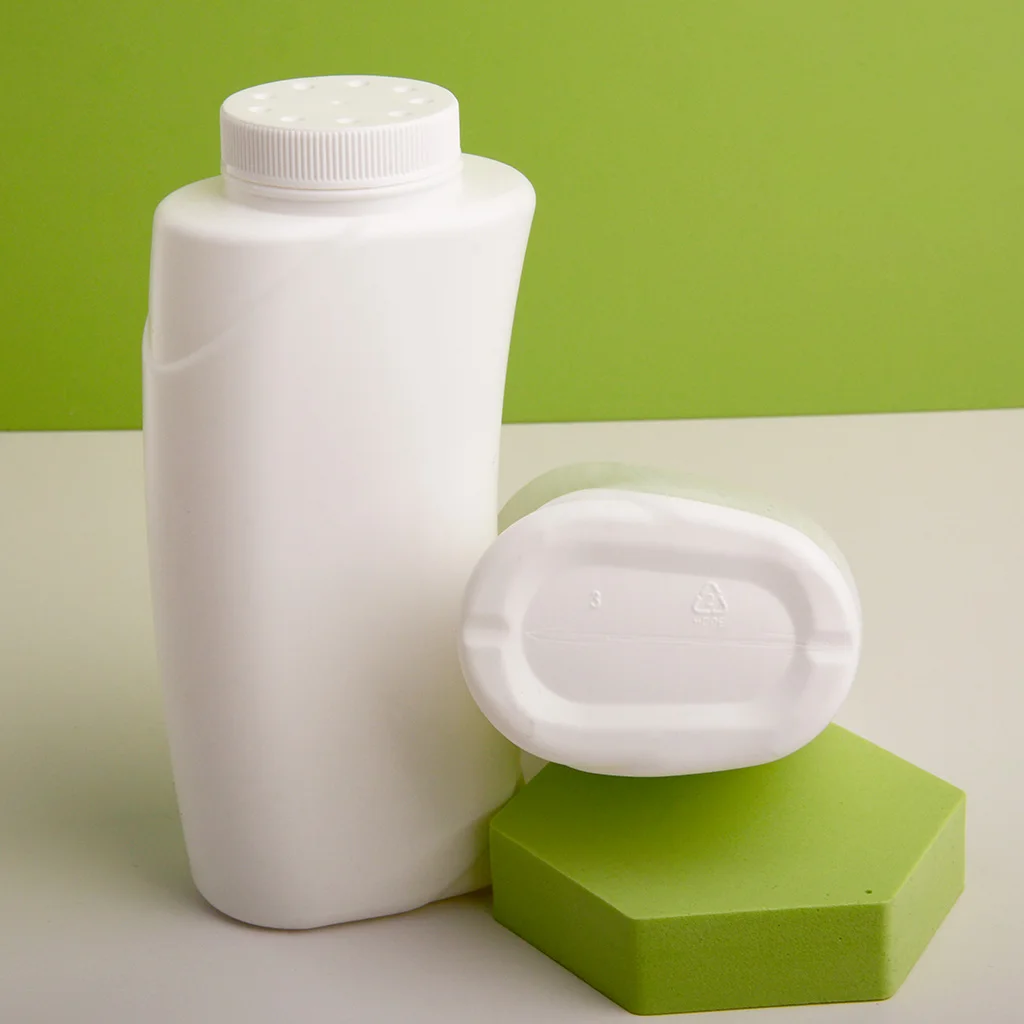 200g HDPE Oval shape white talc powder bottle