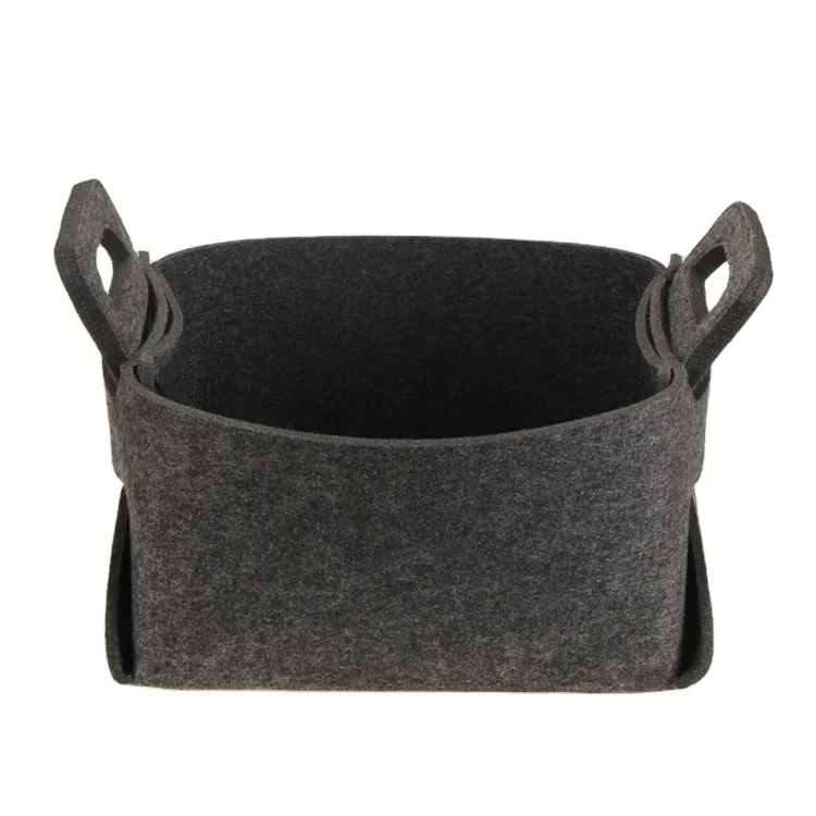 Large Capacity Black Foldable Felt Fabric Storage Basket With Strong Load-Bearing large foldable felt box