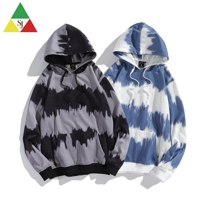 
Wholesale cotton terry 2021 fashion winter comfortable casual pullover long sleeve tie dye hoodie 