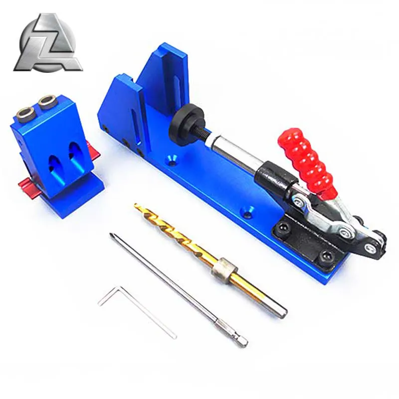 ZJD-BT046BK Woodworking Inclined Hole Locator Adjustable Pocket Hole Jig Woodworking Tools with Wear-Resistant Metal Drill