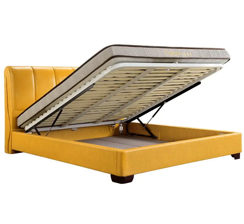 High Quality King Size Modern Leather Bed That Can Rise Bedroom Furniture At Wholesale Price