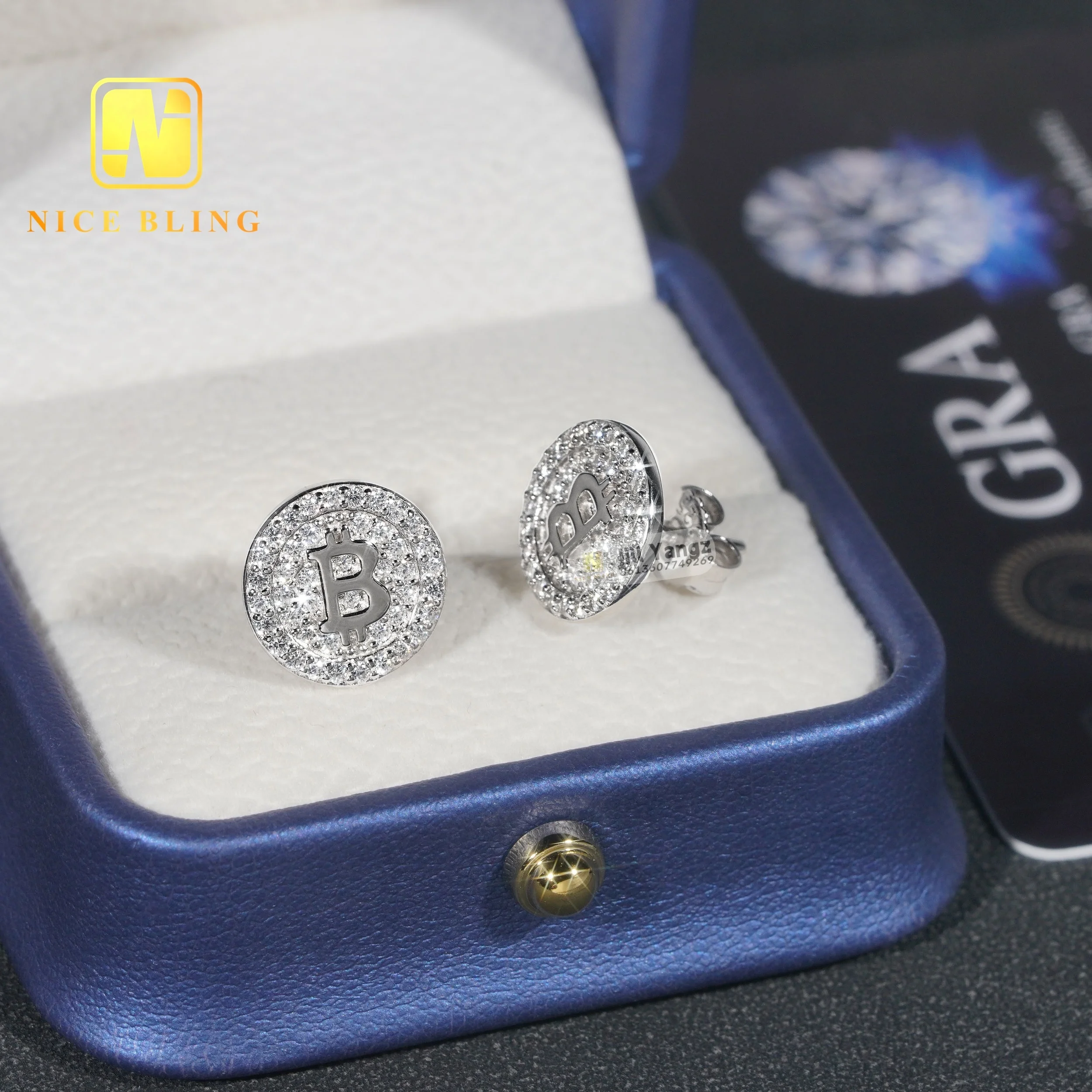 Ready to ship Dollar Sign earrings vvs moissanite ear studs silver 10k 14k 18k solid gold jewelry moissanite stud earring luxury