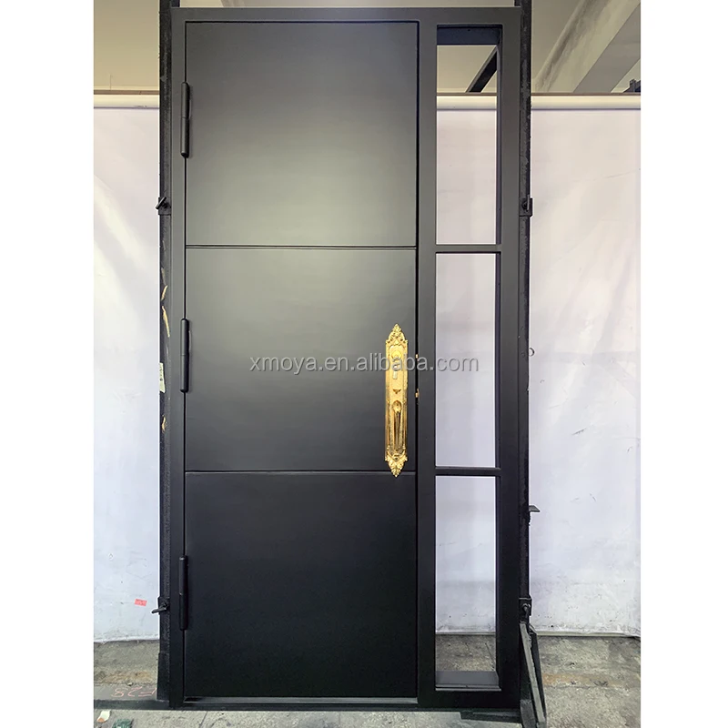 Modern Design White Exterior Security Metal Doors Exterior Steel Prehung Exterior Bulletproof Front Doors With Glass Side Window