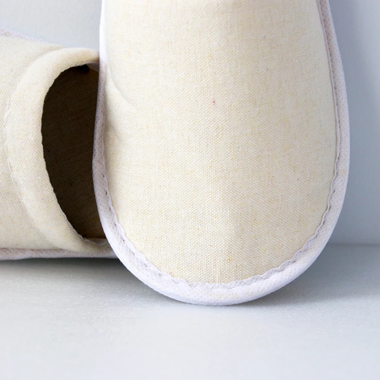 Wholesale High Quality Hotel Canvas Linen Slippers Yellow Disposable Hotel Slippers