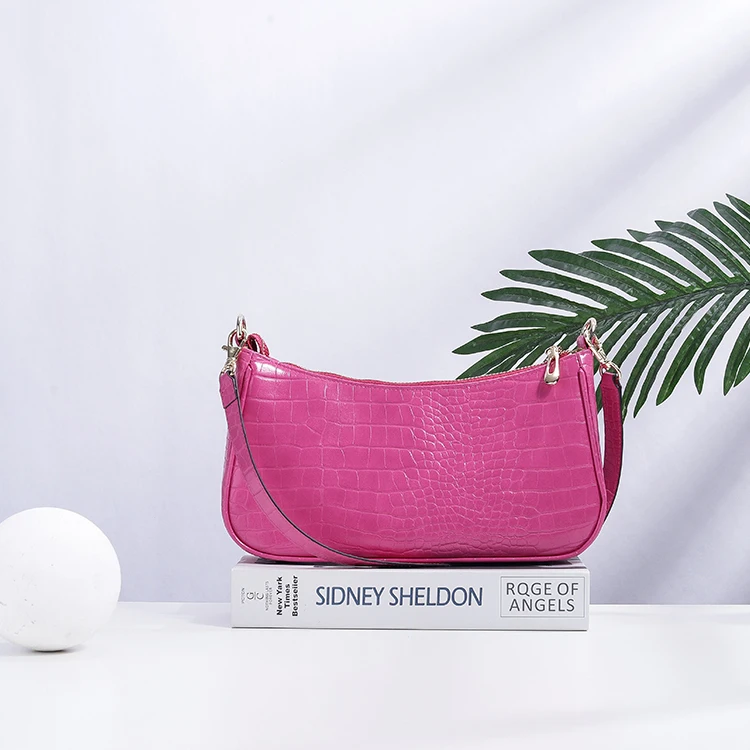 Factory Price Pu Leather cartera de mujer Ladies Shoulder Bags  Simple Casual Half Moon Women Leather Purse