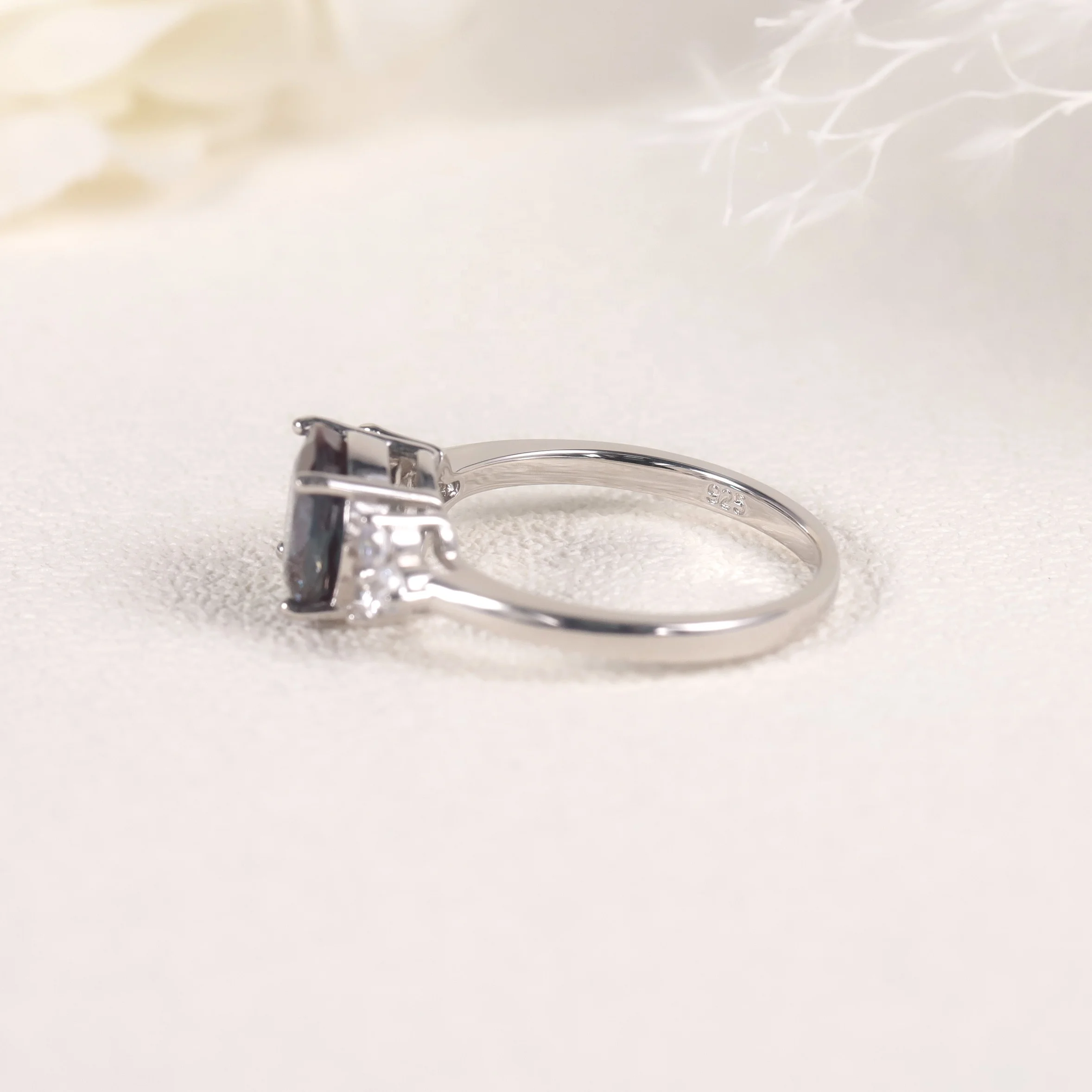 A382 Abiding Factory Wholesale Price 925 Sterling Silver Round 8MM Lab Alexandrite Gemstone Rings