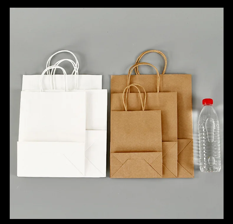 Wholesale White Brown Kraft Shopping Paper Bag with Paper Handles