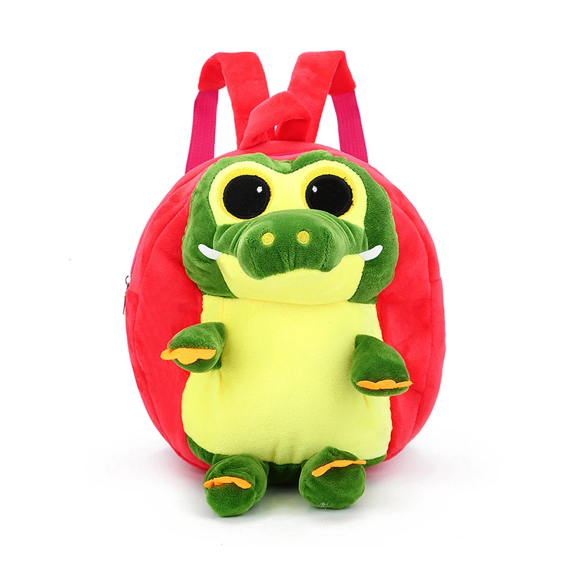 2022 winter soft polyester lightweight plush crocodile cheap children kids backpack school bags for boys