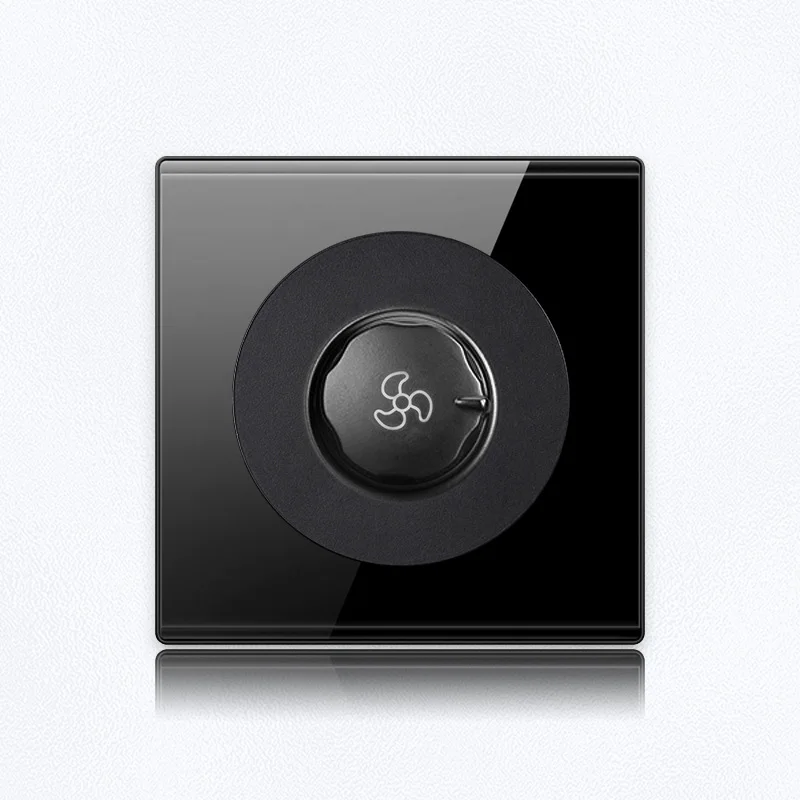 YINKA Newest Hot Sale White Black Tempered Glass UK Socket Speed Adjustable Dimming Wall Light Switch