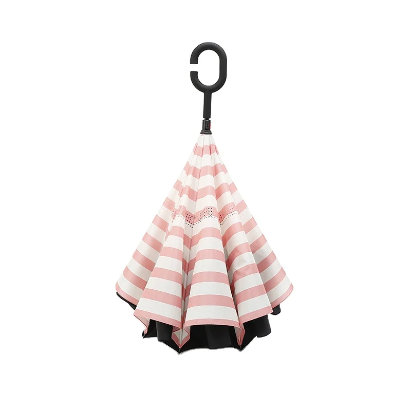 Customizable Logo Printed Dual-Purpose Straight Umbrella Personalized Reverse Design Sun & Rain Umbrella with Hands-Free Feature