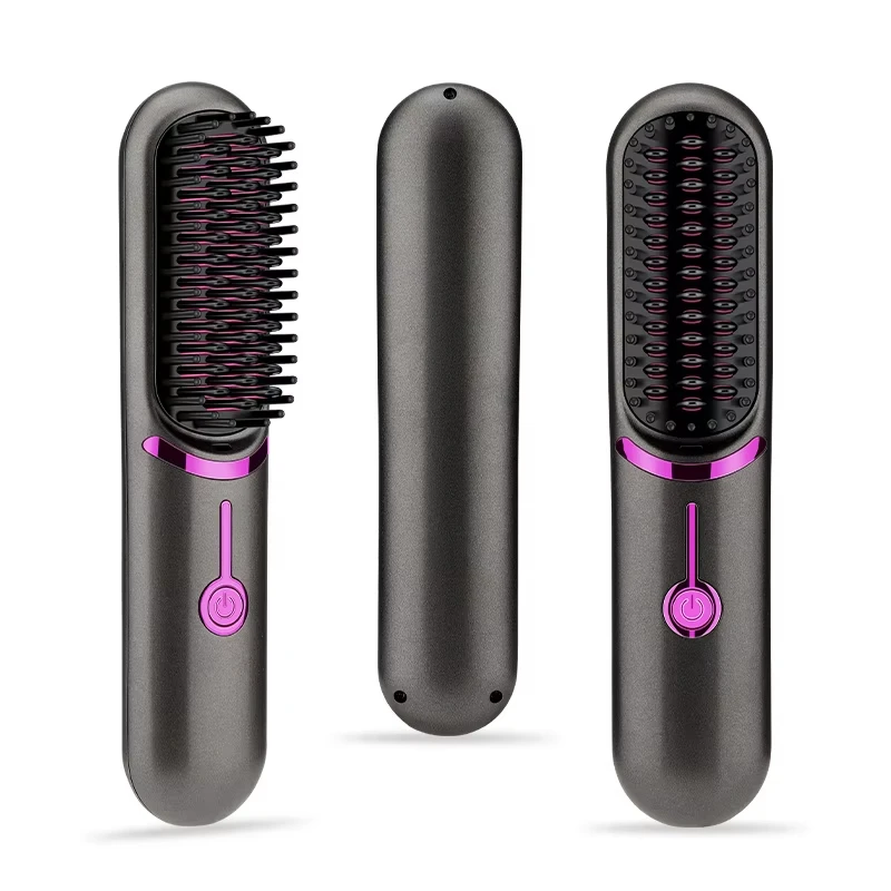 High Quality Heating Styling Beard Electric Hot Comb 2 IN 1 Portable USB Cordless Straight Hair Ion Ceramic Straightening Brush