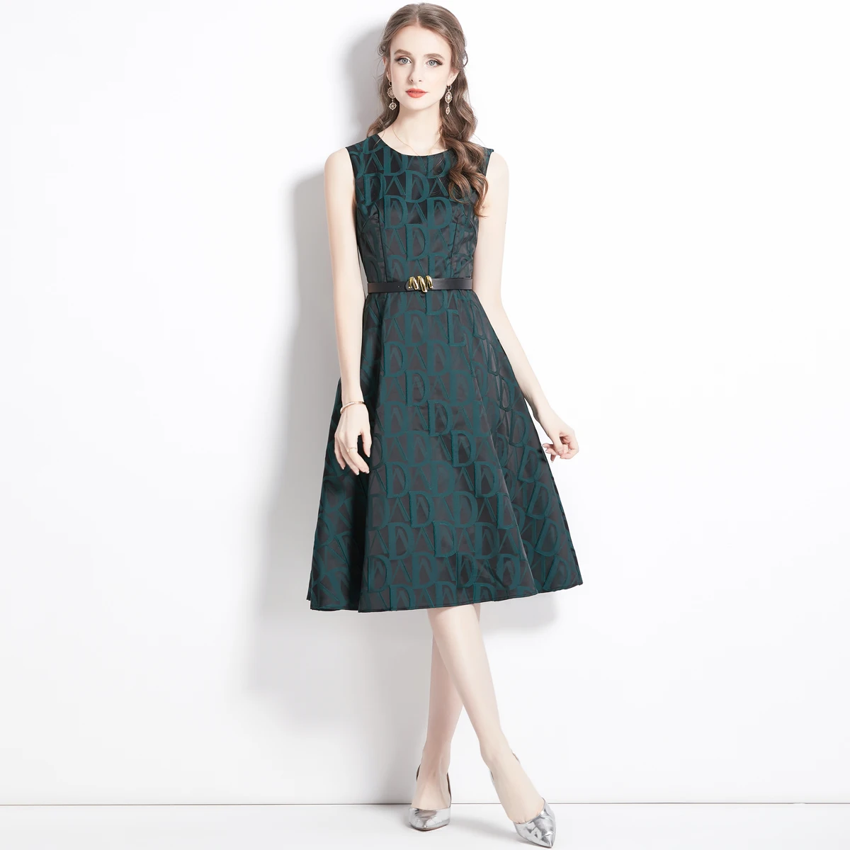 85-2027-stock Woman Clothes Manufacturer Wholesale Fashion Apparel Elegant Vintage Lady Floral Evening Casual Dresses