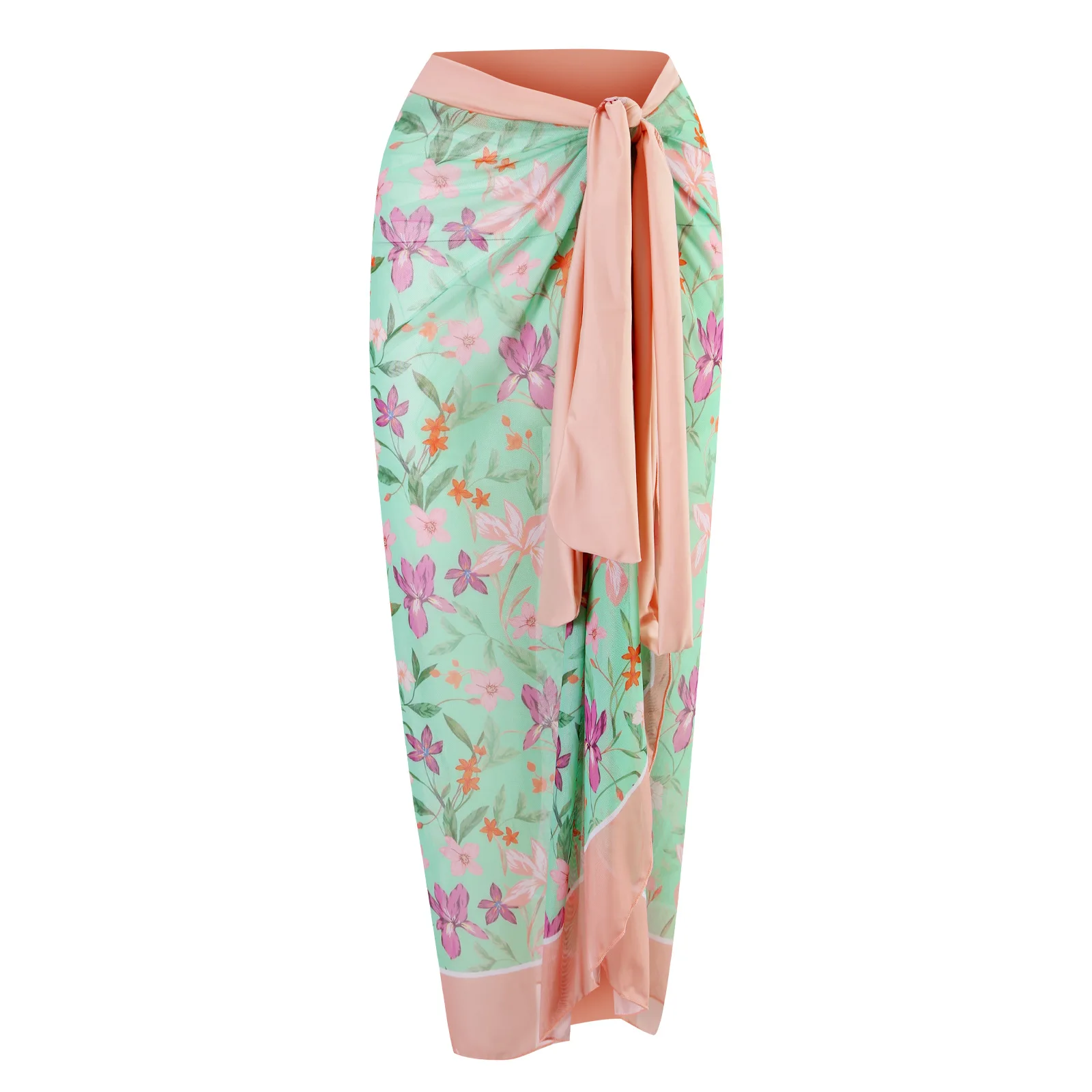 Wholesale Swimwear Vendor Bowknot Tie-shoulder Printed One Piece Swimsuit and Cover Up Boho Printed Bathing Suit 2023