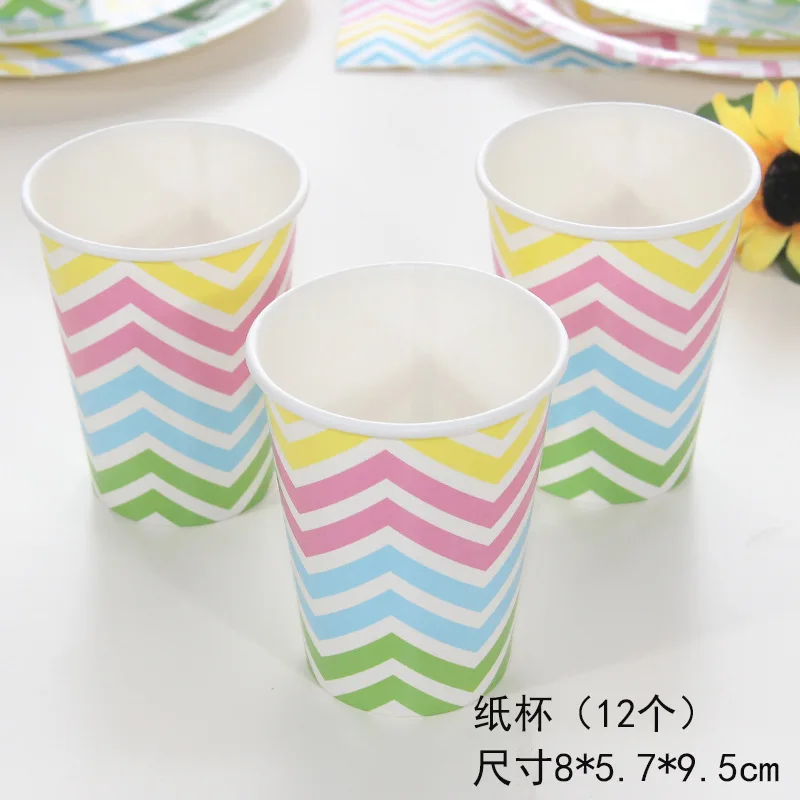 Wholesale Birthday Subject Party Supplies Colorful Paper Plate Cup Napkin Straw Hat BannerTableware Sets In Stock