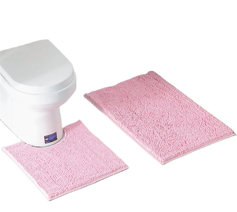 Luxury chenille two pcs toilet mat  non-slip cushioned floor mat