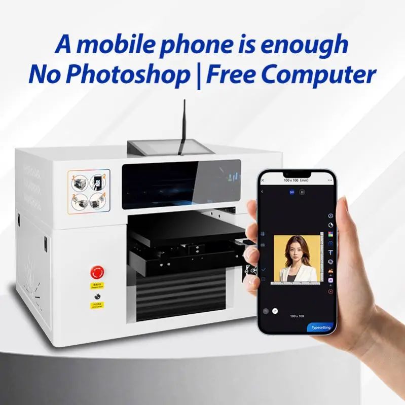 Smart UV Printer Inkjet Printer Printing Machine For Businesses Metal Acrylic Bottle Puzzle Plastic Customizable Printer