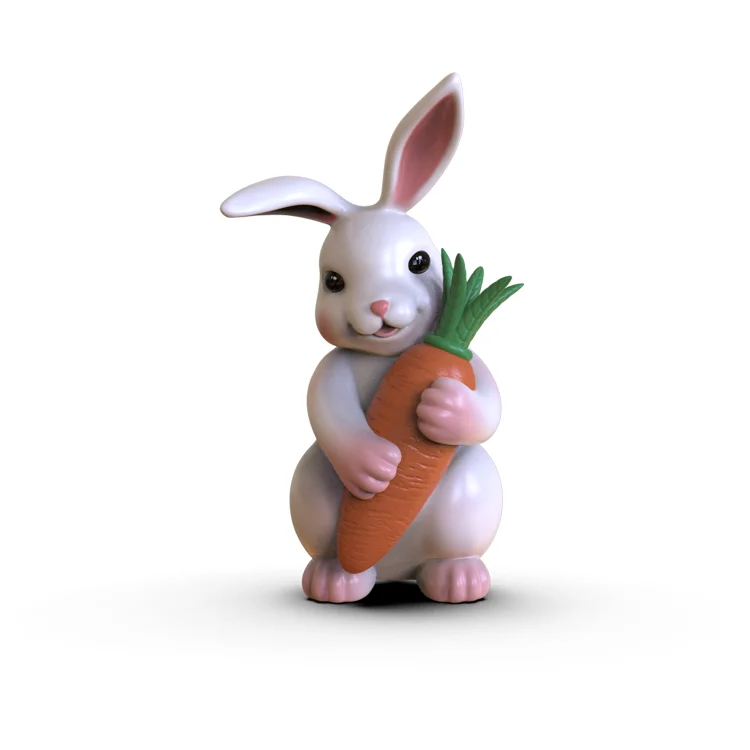 China Factory Supply resin rabbit statue polyresin custom Easter bunny figurines with carrot custom easter rabbit decoration