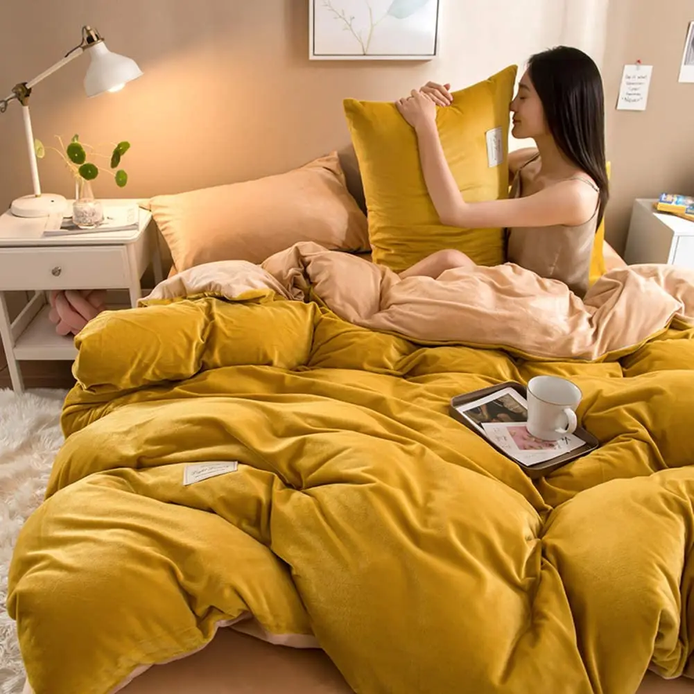 
BEST SELLER Plush Duvet Cover,Thicken Flannel Quilt Cover Super Soft Warm Fade Resistant Comforter Cover for Winter 