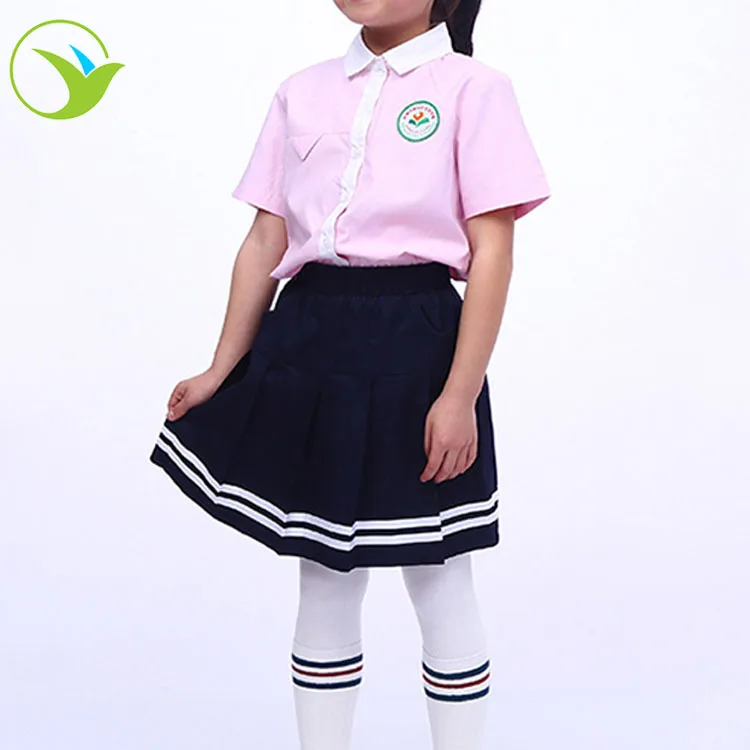 
wholesale manufacture child clothes primary school uniforms design with pictures set girl school dresses 