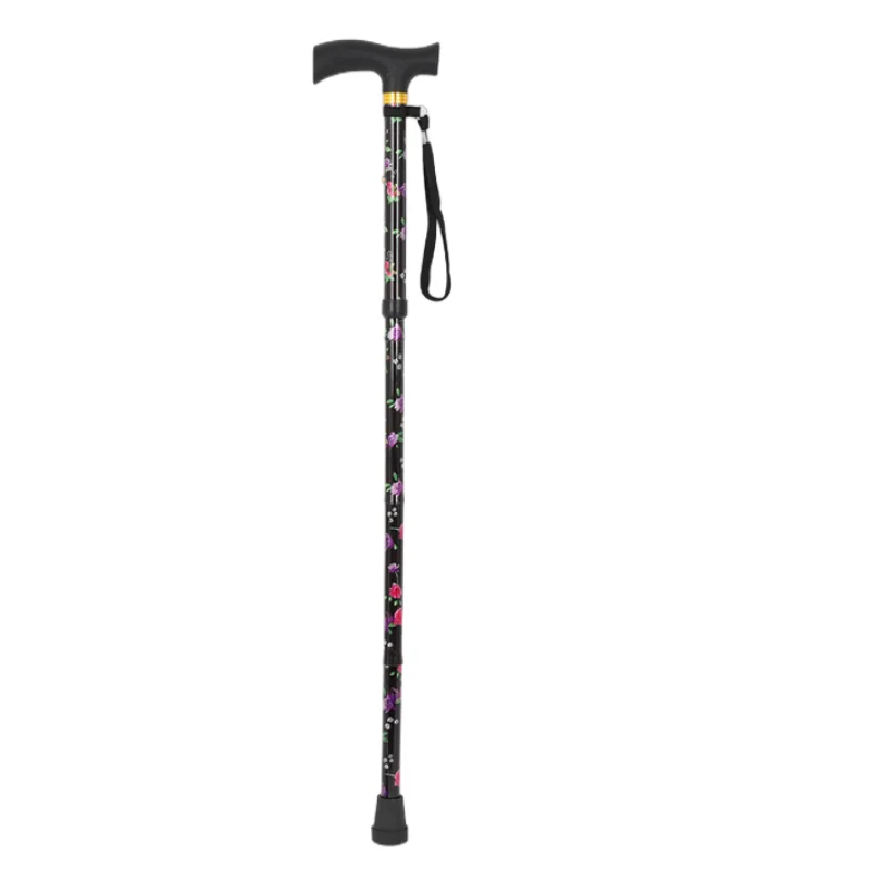 Foldable Aluminum Handle Retractable Cane 2 Sections Wooden Handle Factory Sale New Spot