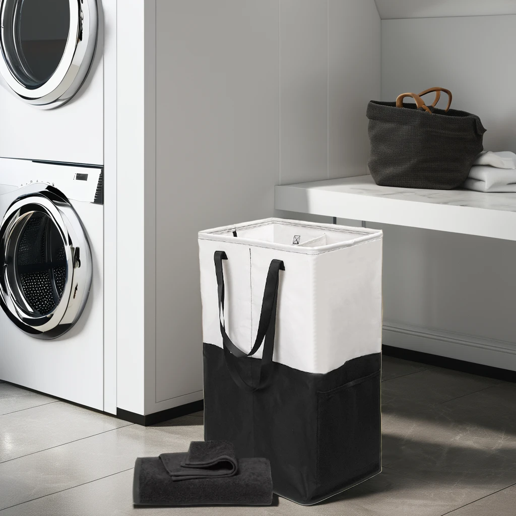 Custom Large Eco-Friendly Collapsible Oxford Cotton Fabric Laundry Basket Bag Assorted Colors Foldable with Handles for Storage