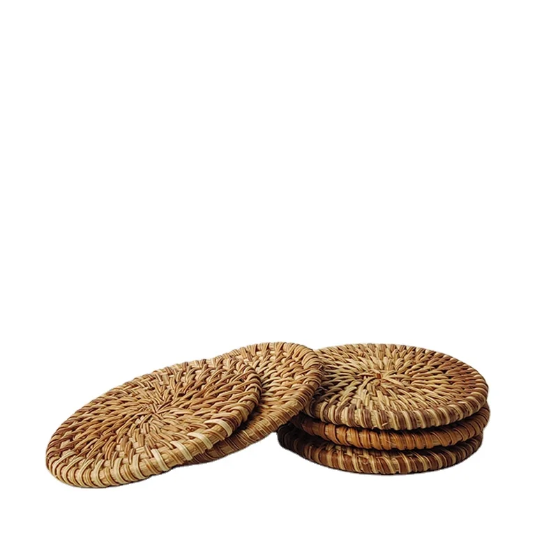 Hand-made  Placemat Pad wooden Coasters Kitchen Table  rattan coaster set  Pad Placemats table mats and coasters