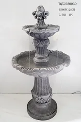 High Quality Modern Art Large Size Fiberglass 2 Tier Pedestal Fountain for Home Garden Decoration