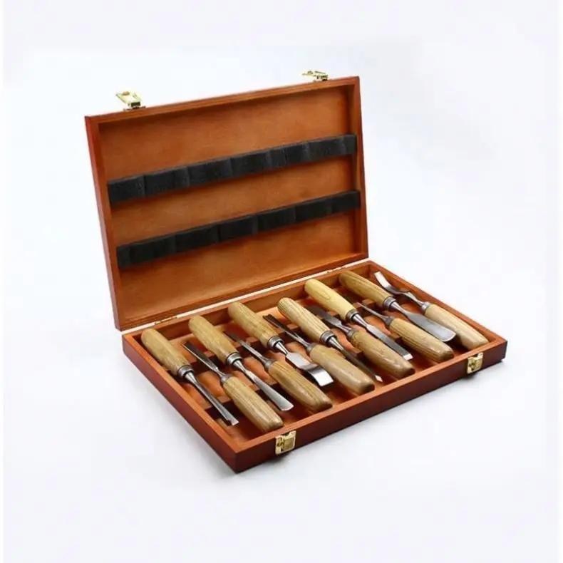 TEBAK 12pcs Woodworking Tools Chisel set Wood Chisel Tool Set Turning Tools Lathe Carving Hand Chisel with Storage Case