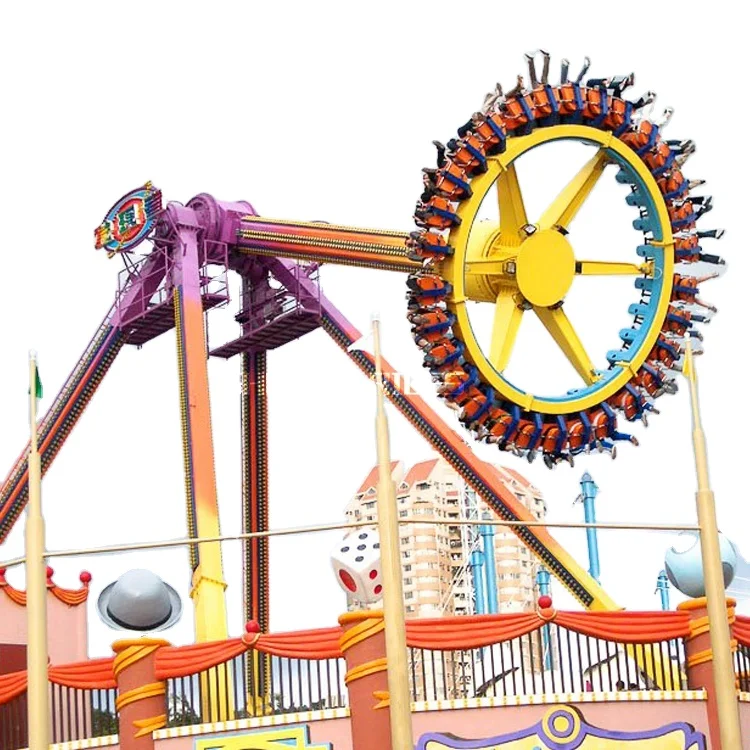 Amusement Park rotating flying UFO rides big frisbee swing hammer pendulum